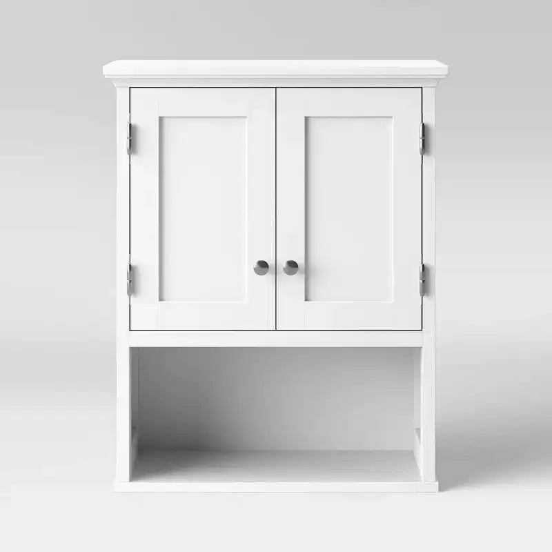 Armoire murale en bois blanc – ™ : étagère flottante en MDF, rangement au-dessus des toilettes, 2 étagères
