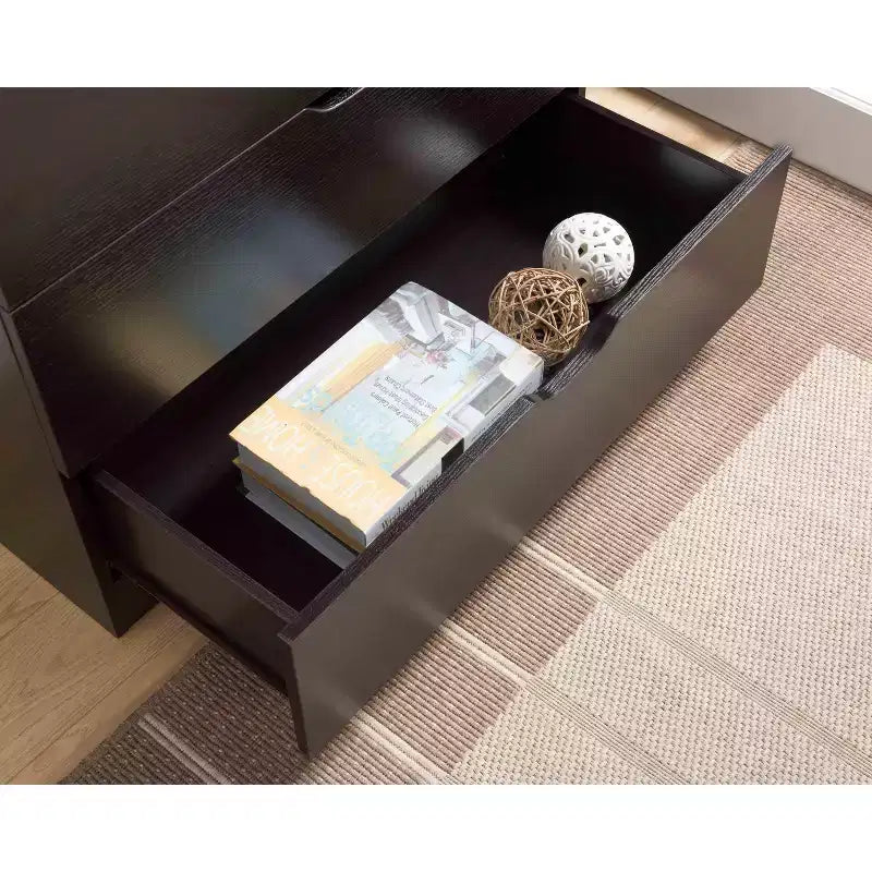 Commode de chevet rétro avec 5 tiroirs en similibois, meuble de rangement avec glissières métalliques pour salon, couloir, entrée