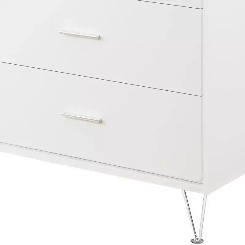 Commode de chevet rétro avec 5 tiroirs en similibois, meuble de rangement avec glissières métalliques pour salon, couloir, entrée