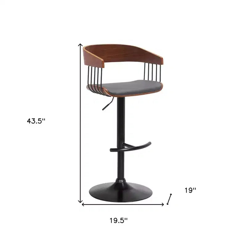 Tabouret de bar pivotant à hauteur réglable en similicuir gris et noir avec métal