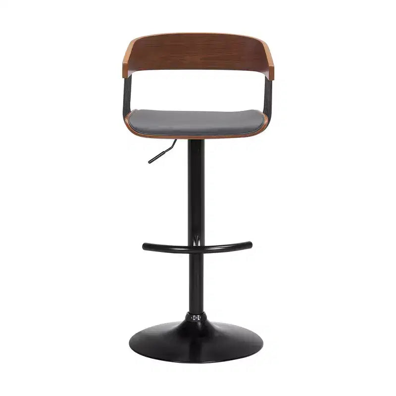 Tabouret de bar pivotant à hauteur réglable en similicuir gris et noir avec métal