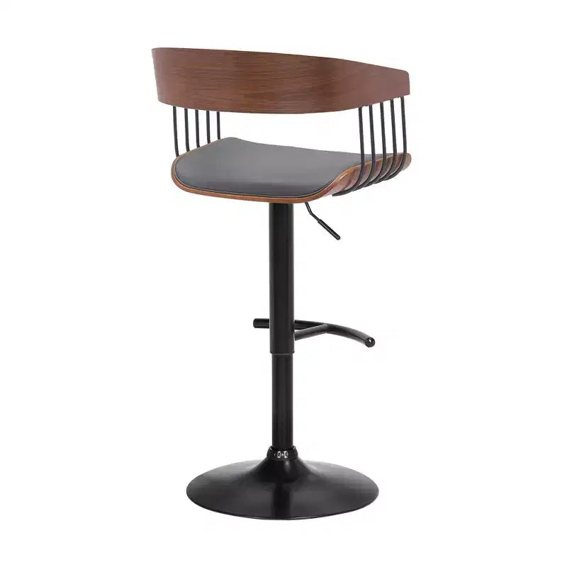 Tabouret de bar pivotant à hauteur réglable en similicuir gris et noir avec métal
