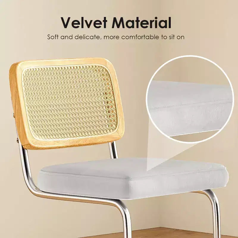 Lot de 2 tabourets de bar rembourrés en velours avec dossier en rotin, hauteur 66 cm, sans accoudoirs, pour îlot de cuisine, gris