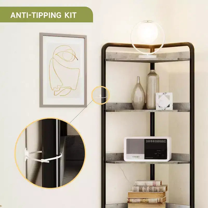 Bibliothèque d'angle haute de 70,9 po, étagère triangulaire avec étagères réglables, rangement caché et support pour plantes pour chambre à coucher, salon, bureau