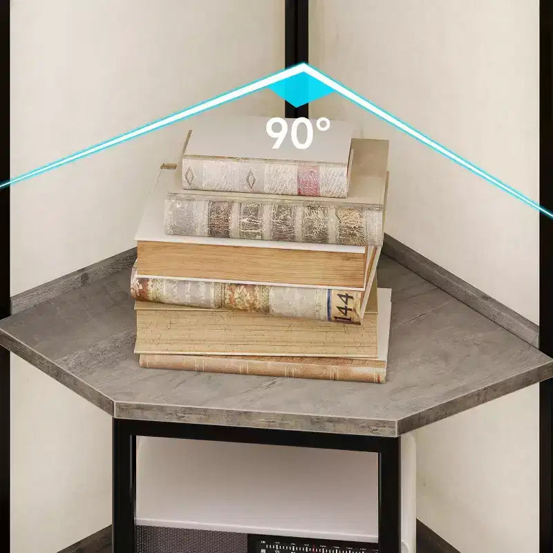 Bibliothèque d'angle haute de 70,9 po, étagère triangulaire avec étagères réglables, rangement caché et support pour plantes pour chambre à coucher, salon, bureau