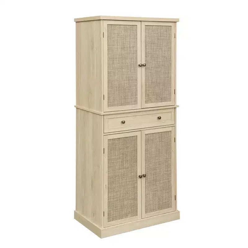 Meuble de Rangement de Cuisine, Armoire Haute avec 4 Étagères Intérieures Réglables et 4 Portes, Buffet Polyvalent pour Salon ou Salle à Manger