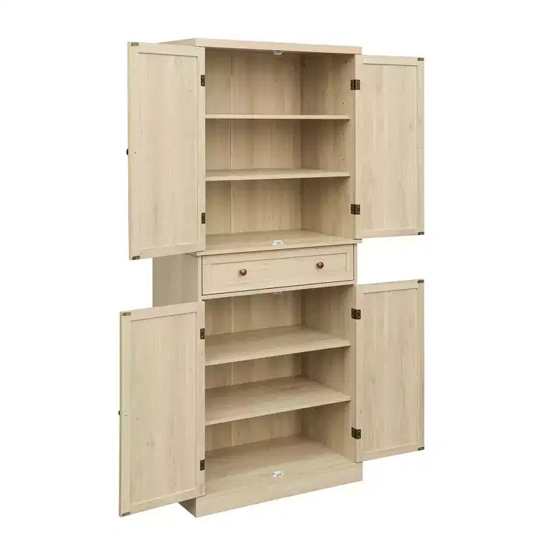 Meuble de Rangement de Cuisine, Armoire Haute avec 4 Étagères Intérieures Réglables et 4 Portes, Buffet Polyvalent pour Salon ou Salle à Manger