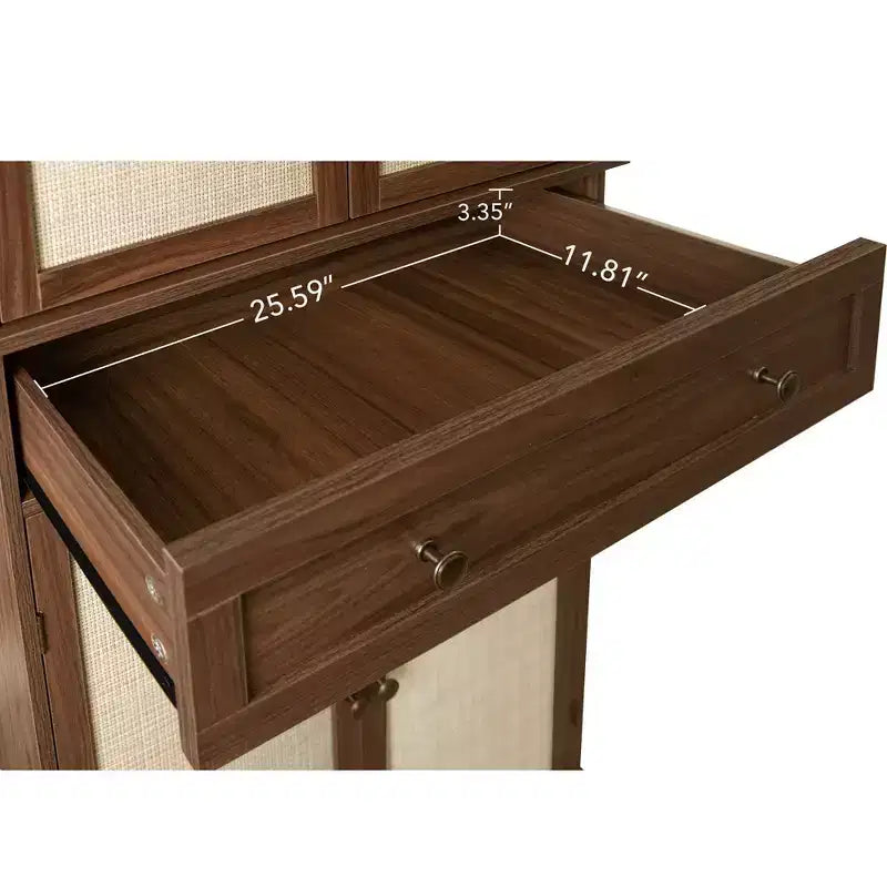 Meuble de Rangement de Cuisine, Armoire Haute avec 4 Étagères Intérieures Réglables et 4 Portes, Buffet Polyvalent pour Salon ou Salle à Manger