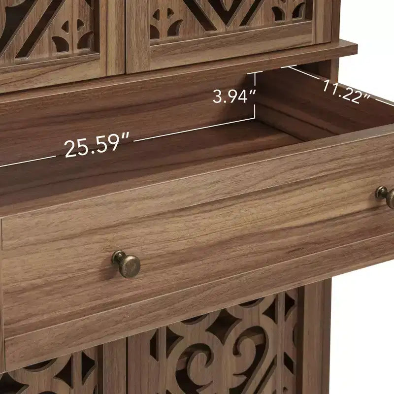 Meuble de Rangement de Cuisine, Armoire Haute avec 4 Étagères Intérieures Réglables et 4 Portes, Buffet Polyvalent pour Salon ou Salle à Manger