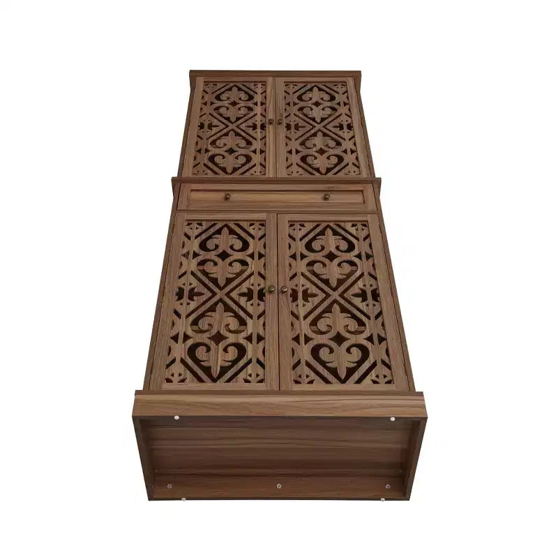 Meuble de Rangement de Cuisine, Armoire Haute avec 4 Étagères Intérieures Réglables et 4 Portes, Buffet Polyvalent pour Salon ou Salle à Manger