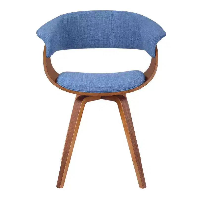 Chaise d'été Mid-Century en tissu bleu avec finition bois de noyer
