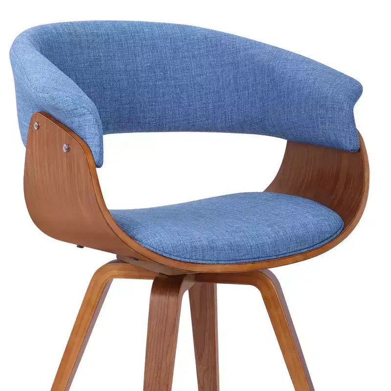 Chaise d'été Mid-Century en tissu bleu avec finition bois de noyer