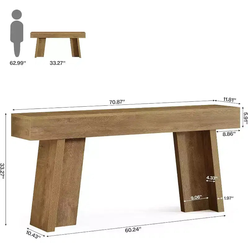 Table console de 180 cm de long, table étroite de style rustique pour entrée derrière le canapé pour salon, couloir, hall, vestibule