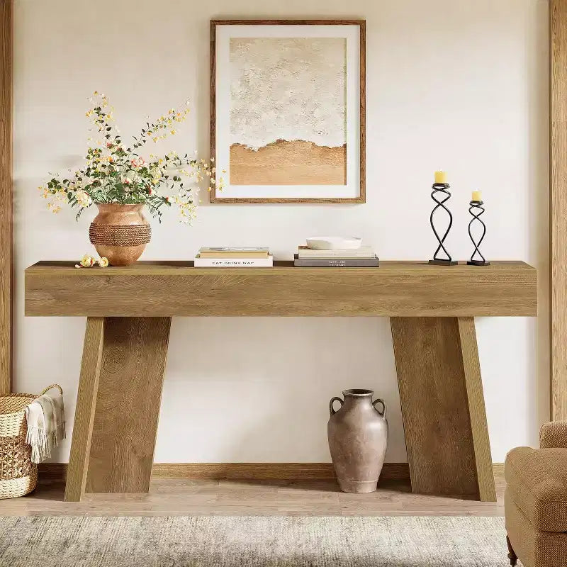 Table console de 180 cm de long, table étroite de style rustique pour entrée derrière le canapé pour salon, couloir, hall, vestibule