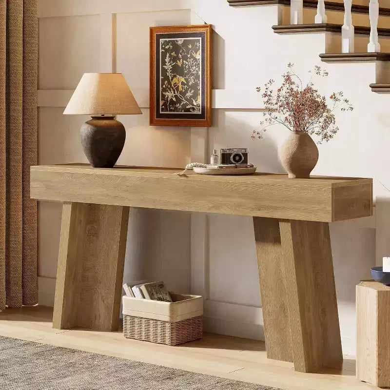 Table console de 180 cm de long, table étroite de style rustique pour entrée derrière le canapé pour salon, couloir, hall, vestibule