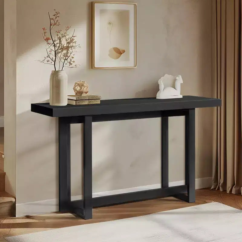 Console rectangulaire en bois massif 59 po noir