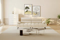 GustoWave 3 Seater Sofa Couch, 6-Level Adjustable Armrests and Headrest, Morden PU Leather Sofas with Two Independent Sofas, Beige