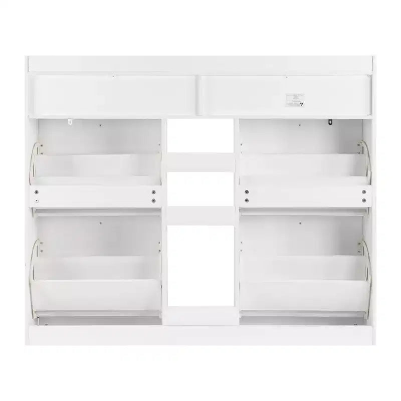 Meubles à chaussures 4 tiroirs à abattant et 2 tiroirs de rangement en panneau de particules blanc 128 cm (50,39 po) l.