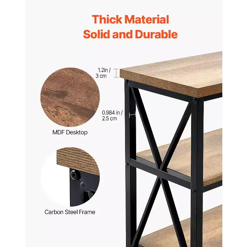 Console étroite pour canapé, table derrière le canapé de 140 cm, table d'entrée longue à 3 niveaux et table de couloir étroite, table de canapé étroite, noire