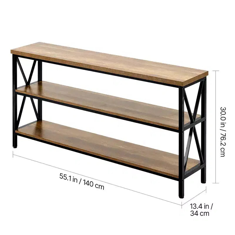 Console étroite pour canapé, table derrière le canapé de 140 cm, table d'entrée longue à 3 niveaux et table de couloir étroite, table de canapé étroite, noire