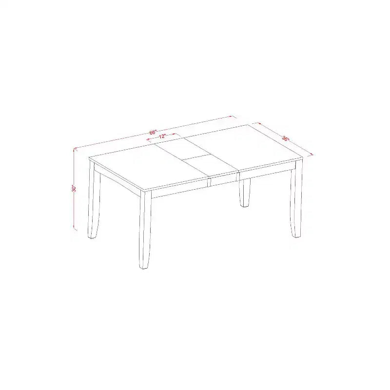 Table à manger rectangulaire 36x66 avec rallonge papillon