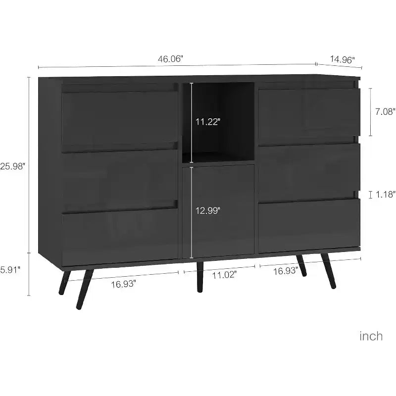 Bahut moderne avec lumières LED, buffet de rangement laqué brillant pour cuisine, salle à manger et salon