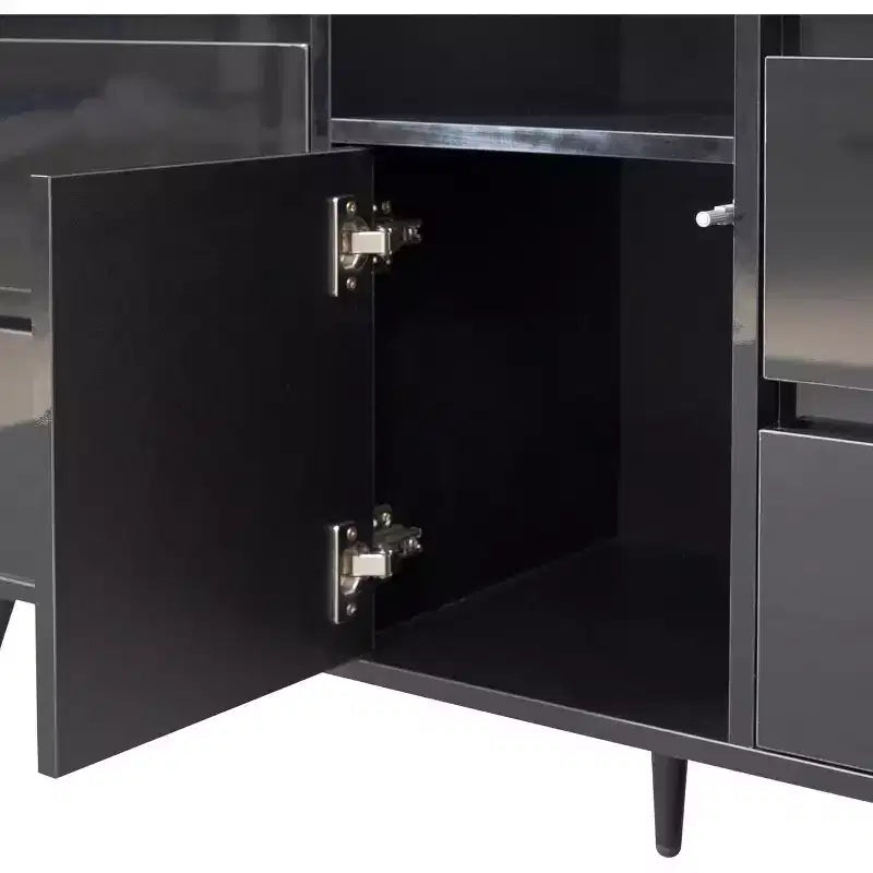 Bahut moderne avec lumières LED, buffet de rangement laqué brillant pour cuisine, salle à manger et salon