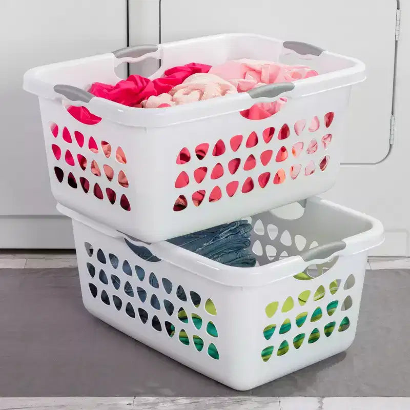 Panier à Linge Ultra, Panier en Plastique de 2 Boisseaux avec Poignées, Lot de 8