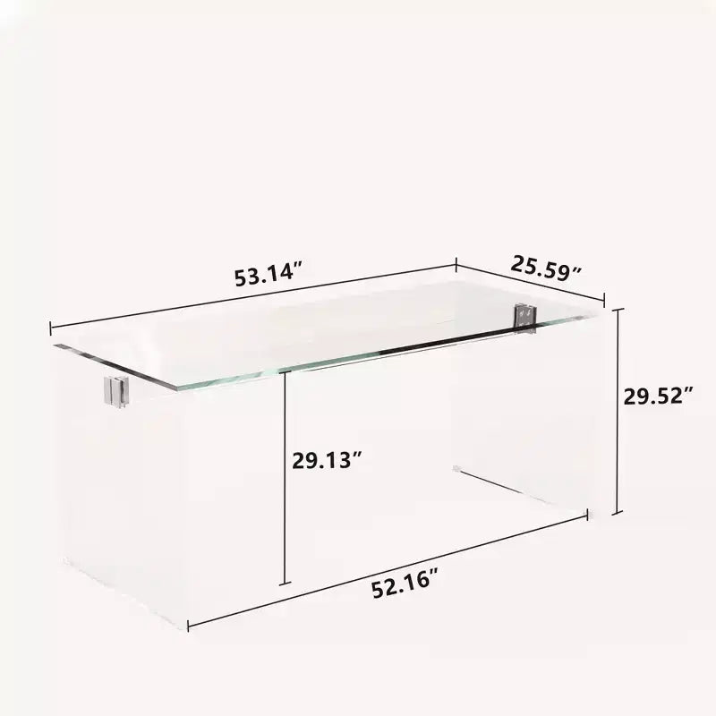 Bureau moderne en acrylique transparent 53 - Table d'écriture minimaliste transparente avec accents chromés - Bureau d'ordinateur chic pour bureau à domicile - Transparent