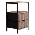 Table de chevet de 38 cm de large - 2 tiroirs, 1 étagère, prise de courant américaine