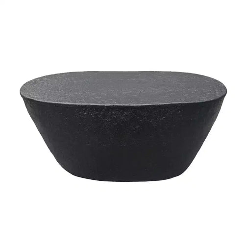 The Urban Port 36" Coffee Table Handcrafted Hammered Design Matte Black Sculptural Aluminum Frame Black