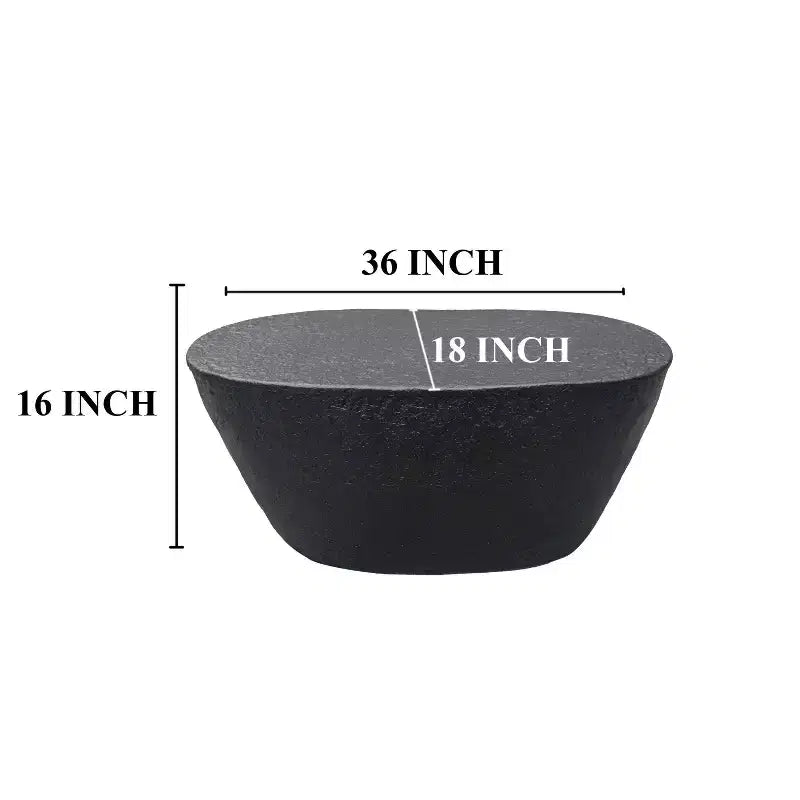 Table basse 36" - Design martelé fait main - Structure sculpturale en aluminium noir mat