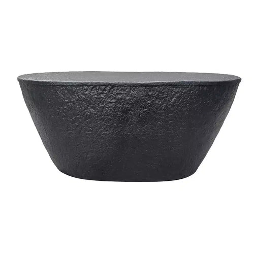 Table basse 36" - Design martelé fait main - Structure sculpturale en aluminium noir mat