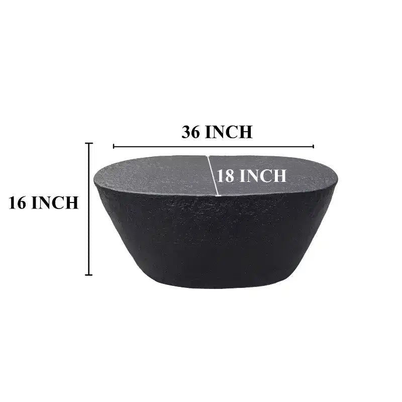 Table basse 36" - Design martelé fait main - Structure sculpturale en aluminium noir mat