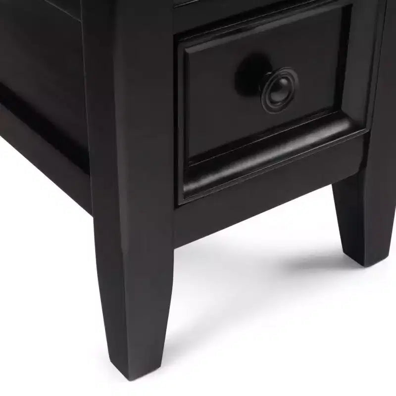 Table d'appoint étroite Halifax 35,5 cm marron hickory -: Tiroir, Étagère ouverte, Pin massif