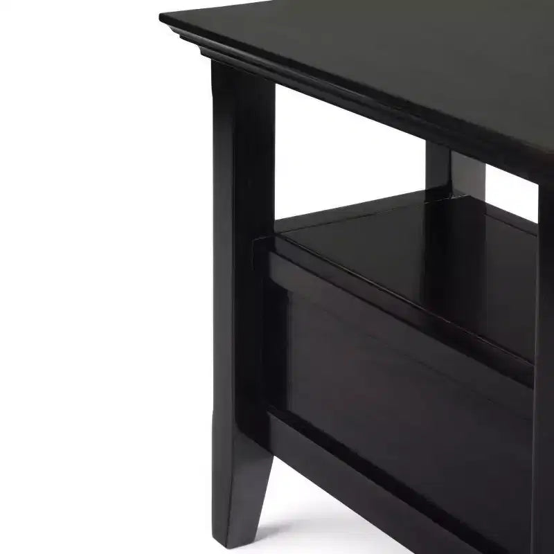 Table d'appoint étroite Halifax 35,5 cm marron hickory -: Tiroir, Étagère ouverte, Pin massif