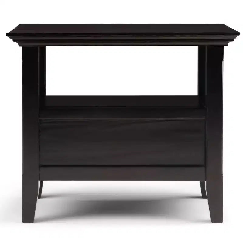 Table d'appoint étroite Halifax 35,5 cm marron hickory -: Tiroir, Étagère ouverte, Pin massif