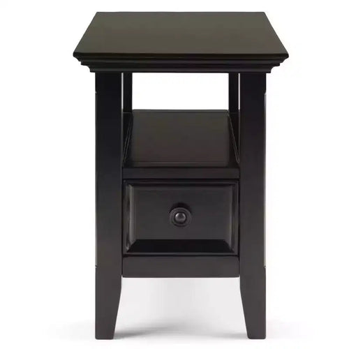 Table d'appoint étroite Halifax 35,5 cm marron hickory -: Tiroir, Étagère ouverte, Pin massif