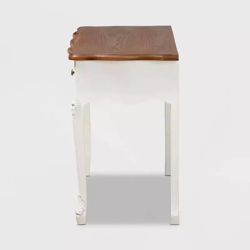 Console 3 tiroirs Sophie Small : Détails sculptés, poignées en laiton