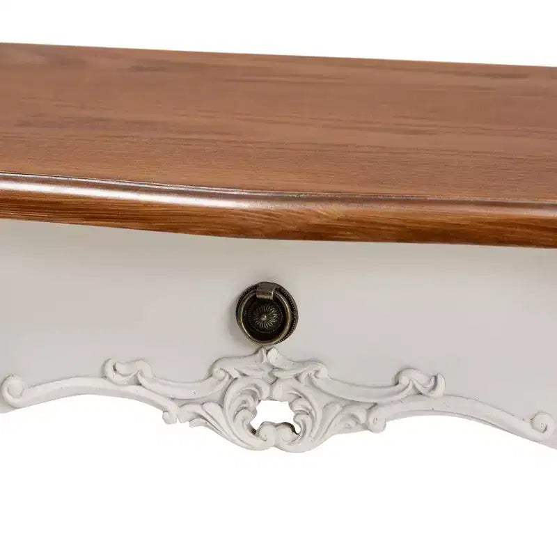 Console 3 tiroirs Sophie Small : Détails sculptés, poignées en laiton