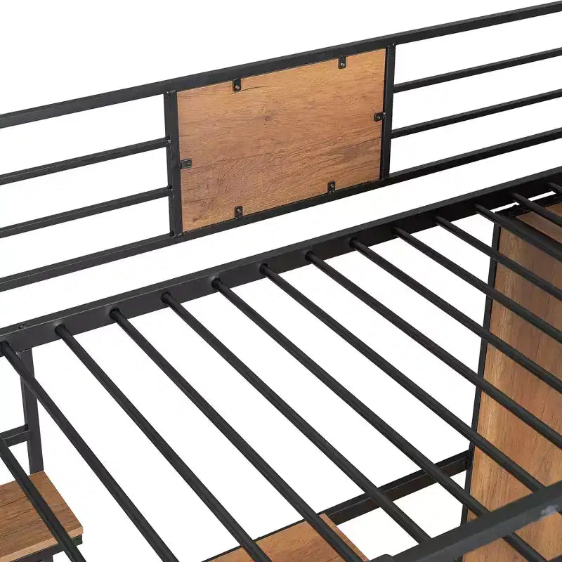 Lit mezzanine une place avec bureau en L et armoire 4B