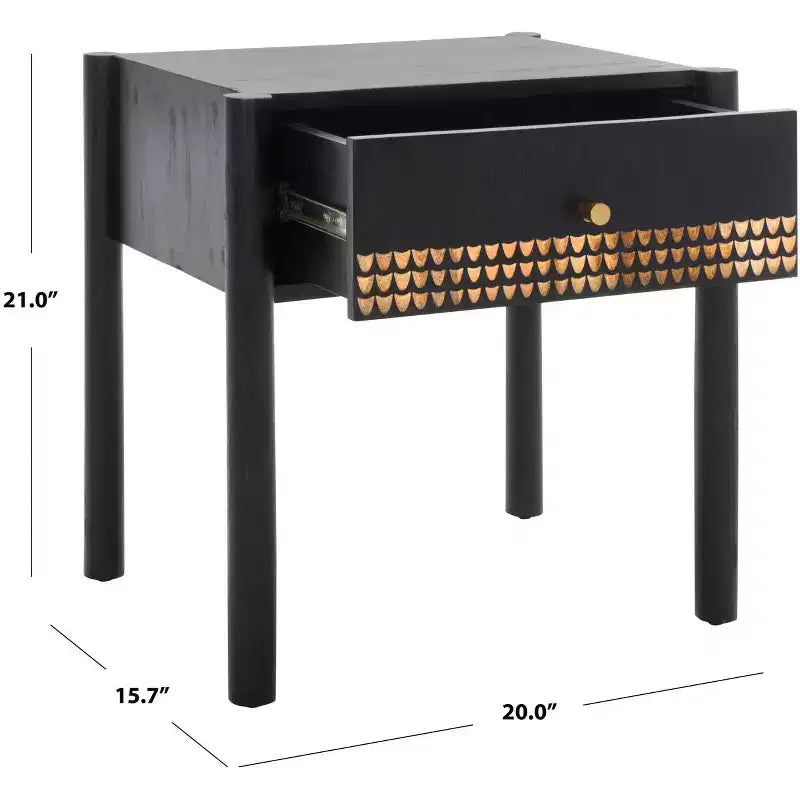 Table de chevet Errington 1 tiroir - NST9011 - Noir/Naturel