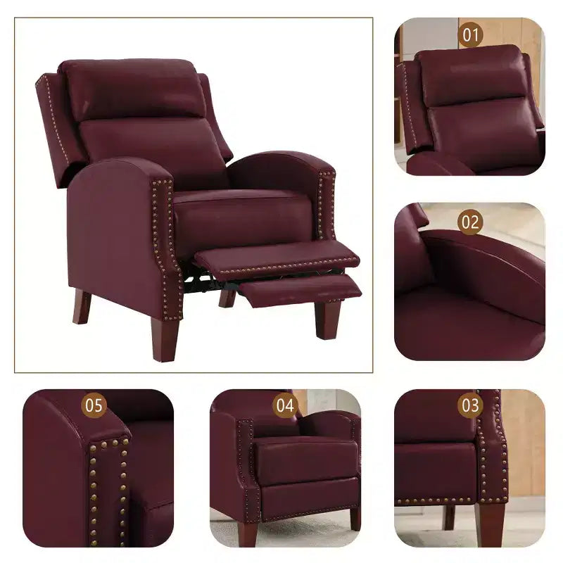 Fauteuil inclinable en similicuir avec rivets, fauteuil inclinable, canapé simple pour salon