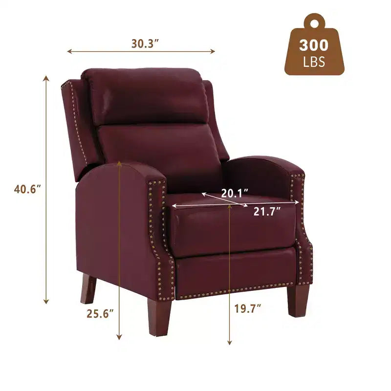 Fauteuil inclinable en similicuir avec rivets, fauteuil inclinable, canapé simple pour salon