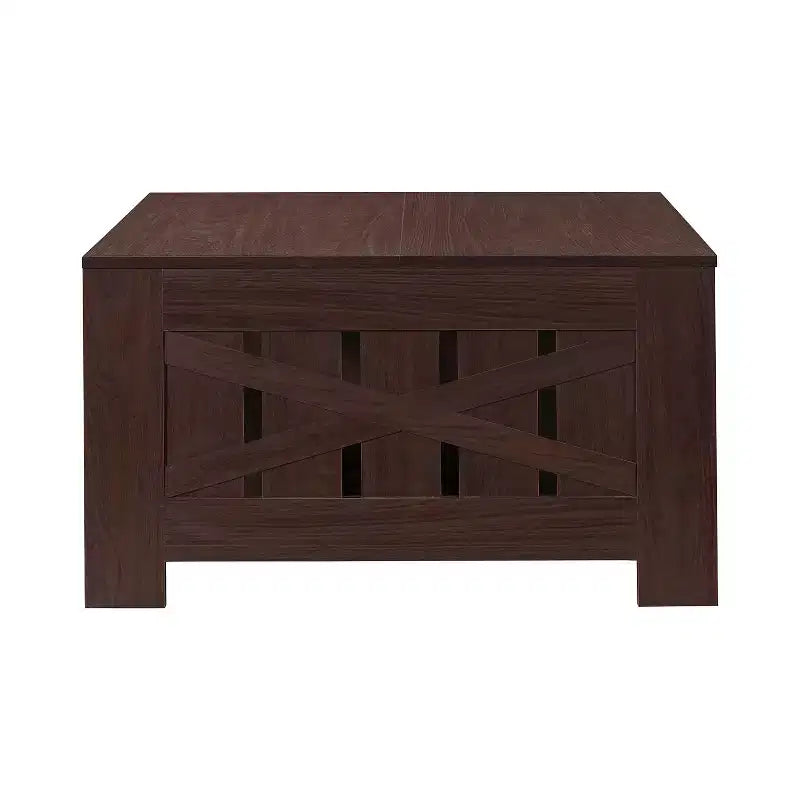 Table basse carrée de style rustique de 80 cm avec rangement ouvert pour salon