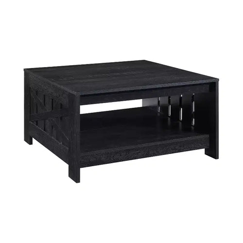 Table basse carrée de style rustique de 80 cm avec rangement ouvert pour salon