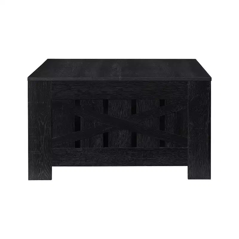 Table basse carrée de style rustique de 80 cm avec rangement ouvert pour salon