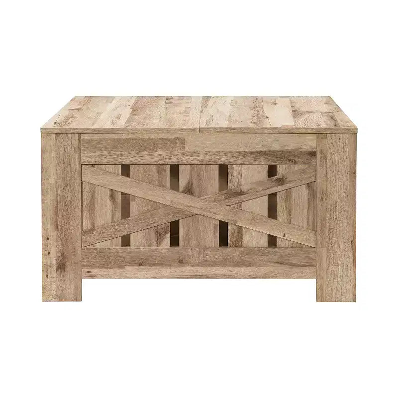 Table basse carrée de style rustique de 80 cm avec rangement ouvert pour salon