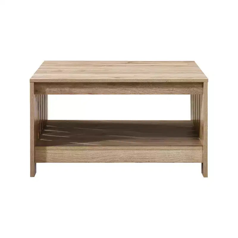 Table basse carrée de style rustique de 80 cm avec rangement ouvert pour salon