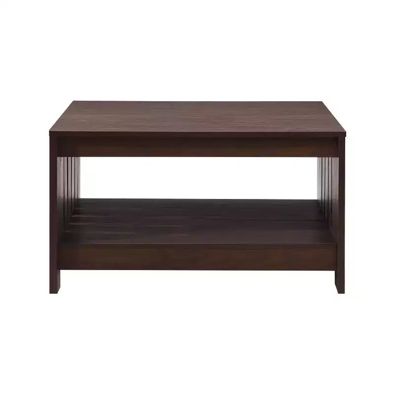 Table basse carrée de style rustique de 80 cm avec rangement ouvert pour salon